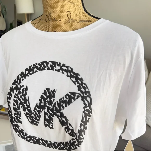 MICHAEL KORS White T-Shirt with Black Logo - Picture 4 of 6